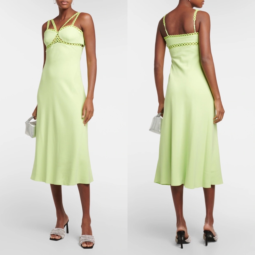 Jonathan Simkhai Sevilla Crochet Ring Midi Dress Lime Green